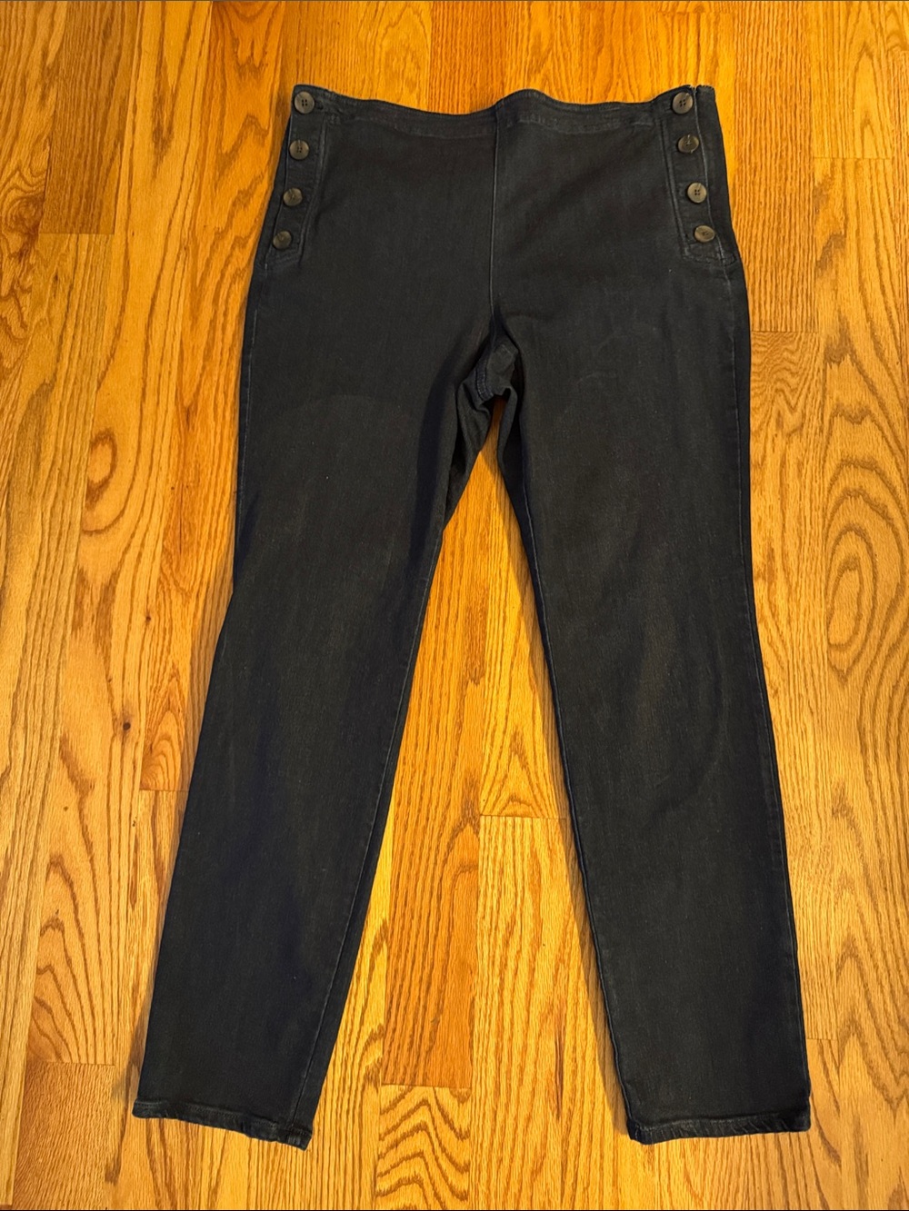 J. Jill Black Skinny Jeans with Side Button Detail